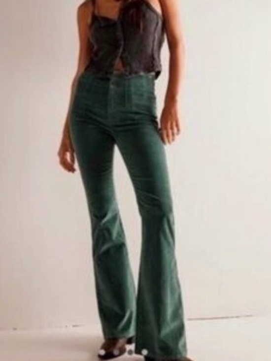 We The Free Pants - Free People We The Free Jayde Cord Green Flare Pants Sz 28